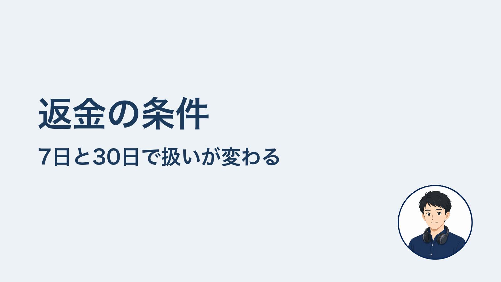 返金の条件 7日・30日で扱いが変わる